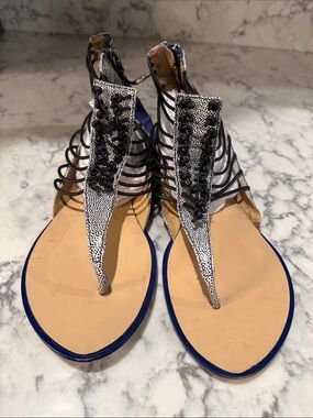 Women’s Black & White Gladiator Sandals